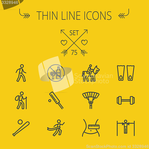 Image of Sports thin line icon set