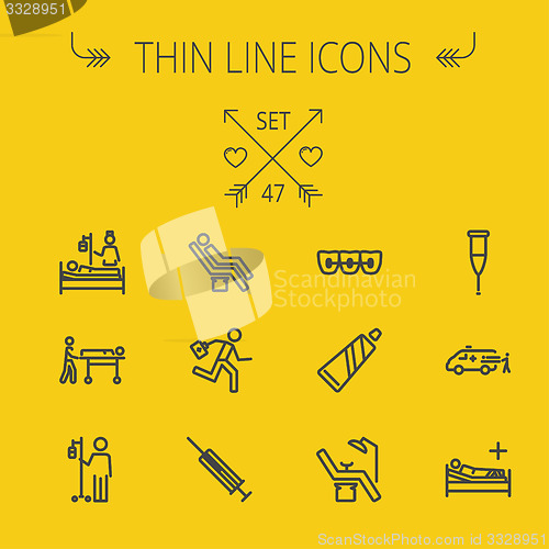 Image of Medicine thin line icon set