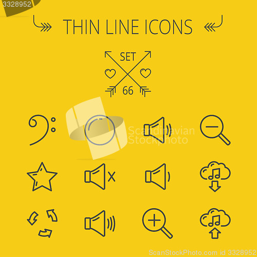 Image of Music and entertainment thin line icon set