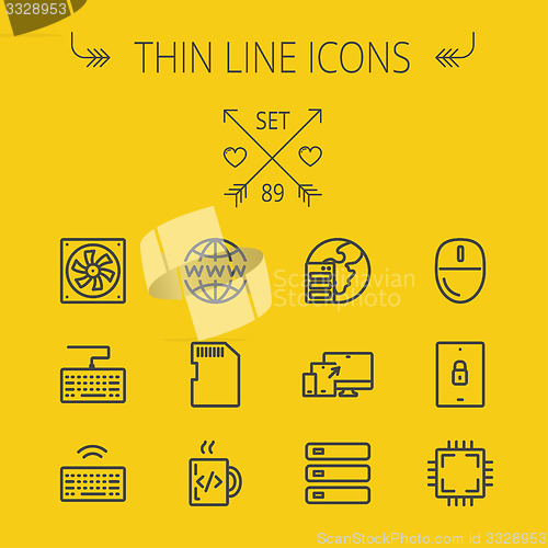 Image of Technology thin line icon set
