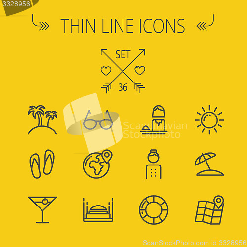 Image of Travel thin line icon set