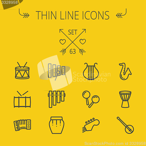 Image of Music and entertainment thin line icon set