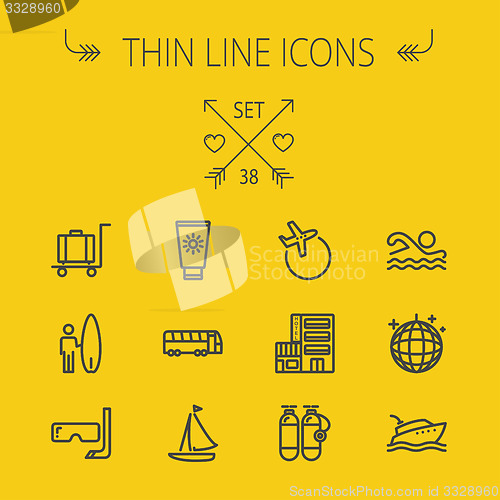 Image of Travel thin line icon set