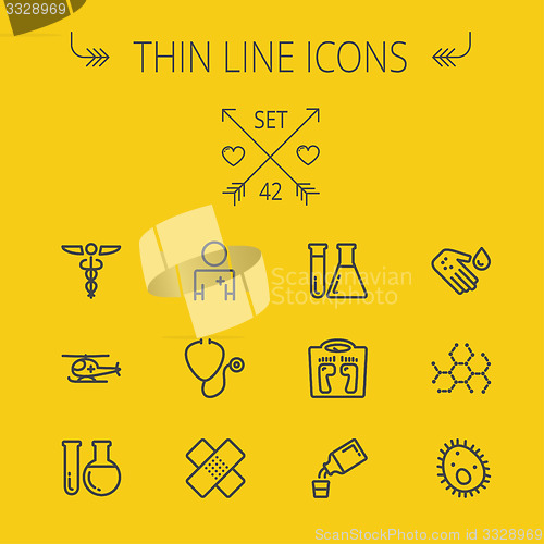 Image of Medicine thin line icon set