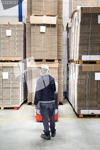 Image of Worker Standing In Front Of Stockpiles