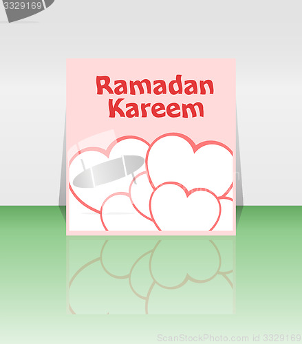 Image of Arabic Islamic calligraphy of text Ramadan Kareem on invitation background