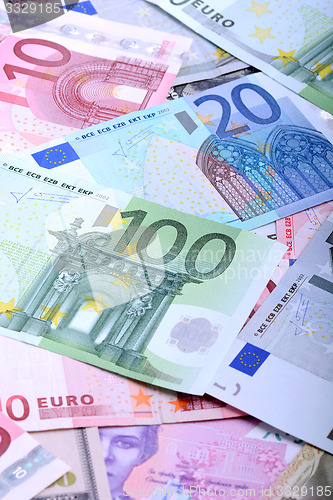 Image of European banknotes, Euro currency from Europe, Euros.