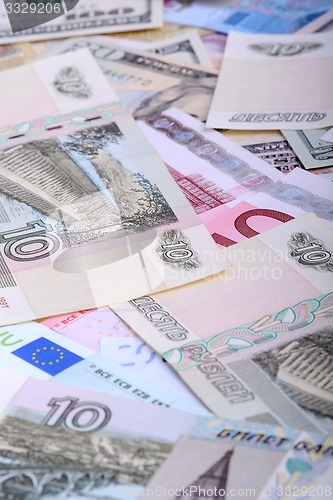 Image of Dollars, euros, russian roubles - Money of the world