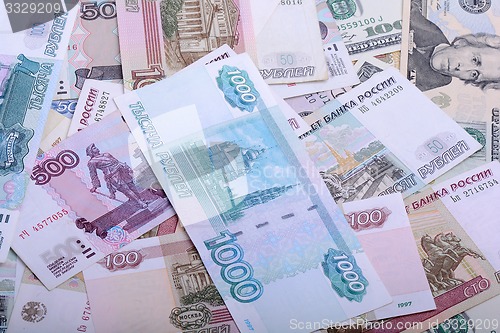 Image of Dollars, euros, russian roubles - Money of the world