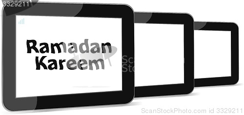 Image of tablet pc with ramadan kareem word on it