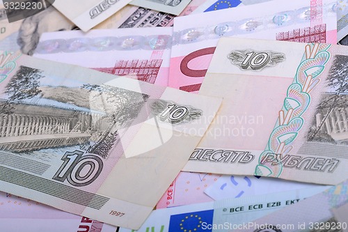 Image of Dollars, euros, russian roubles - Money of the world