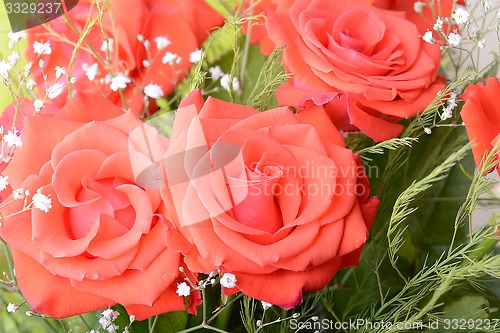 Image of Red roses bouquet, flowers bouquet