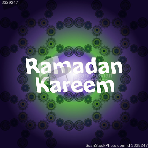 Image of Arabic Islamic calligraphy of text Ramadan Kareem on abstract background