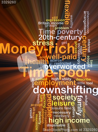 Image of Money-rich time-poor background concept glowing