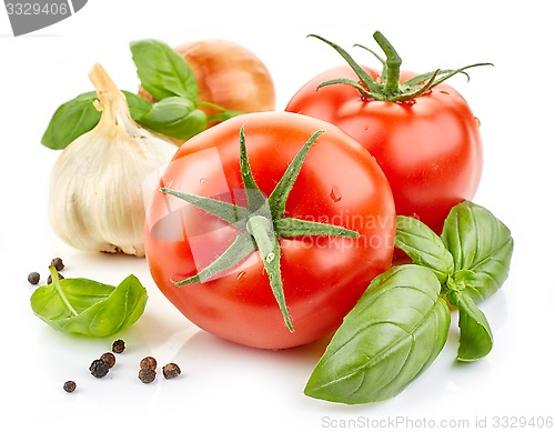 Image of fresh vegetables and basil leaf