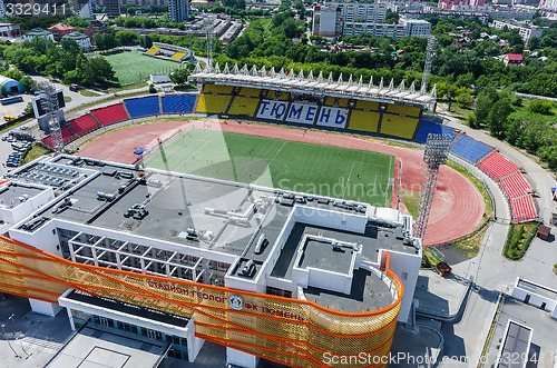 Image of Aerial view of modern stadium. Tyumen. Russia