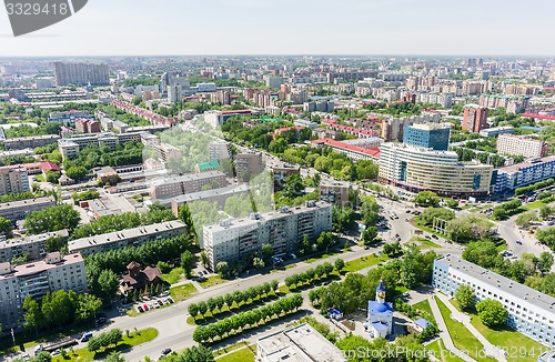 Image of Aerial view on city hospital. Tyumen. Russia