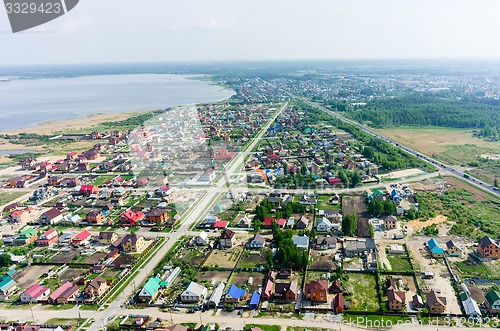 Image of Aerial view onto rural street. Borovskiy. Russia