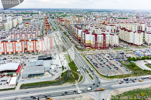 Image of Bird eye view on Permyakova street. Tyumen. Russia