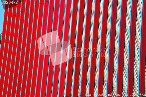 Image of blue red abstract metal in englan london railing steel and backg
