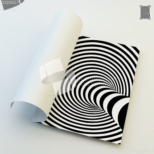 Image of A4 business blank. Black and white abstract striped background. 