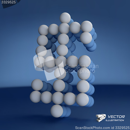 Image of Dollar icon. 3d vector illustration. 