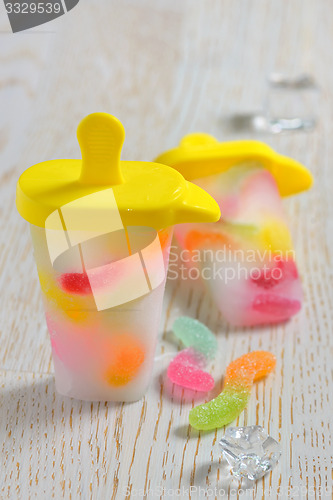 Image of popsicles ice pops with candy