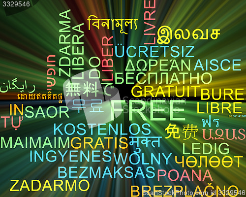 Image of Free multilanguage wordcloud background concept glowing