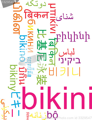 Image of Bikini multilanguage wordcloud background concept