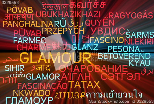 Image of Glamour multilanguage wordcloud background concept glowing