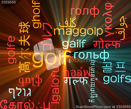 Image of Golf multilanguage wordcloud background concept glowing