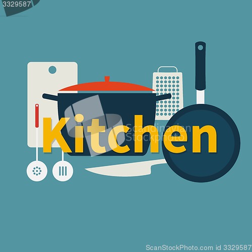 Image of Kitchen utensils. Flat design.