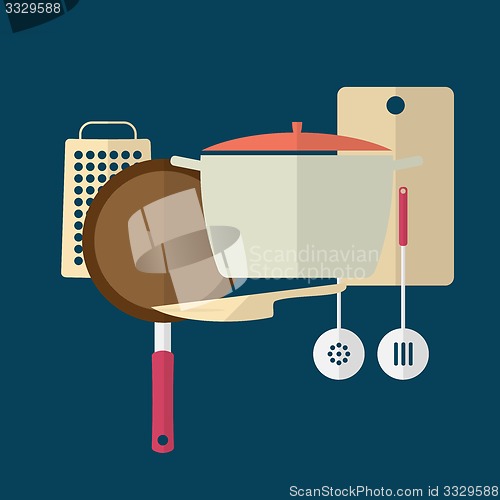 Image of Kitchen utensils. Flat design.