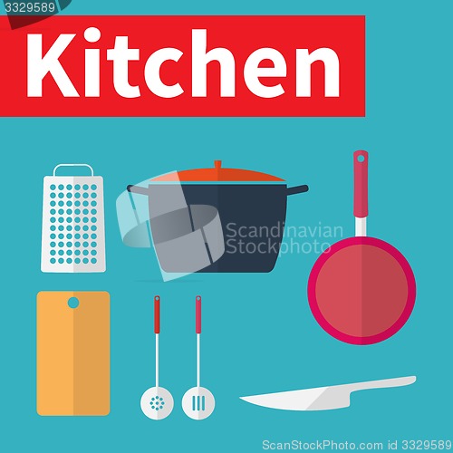 Image of Kitchen utensils. Flat design.