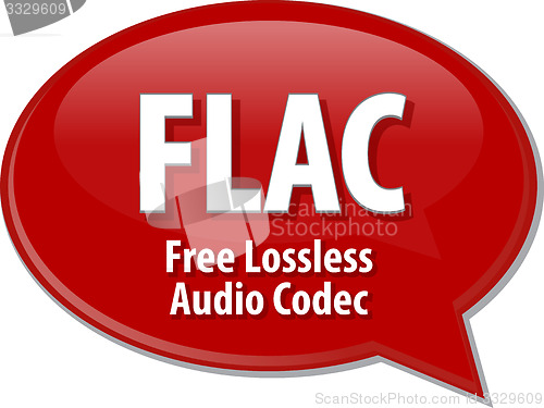 Image of FLAC acronym definition speech bubble illustration