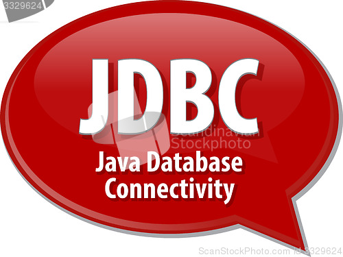 Image of JDBC acronym definition speech bubble illustration