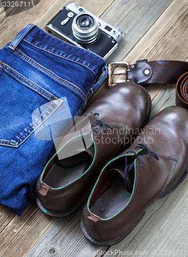 Image of Still life with brown boots