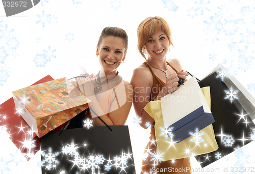 Image of shopping girls with snowflakes