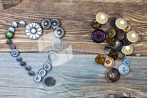 Image of vintage buttons heart and buttons pile