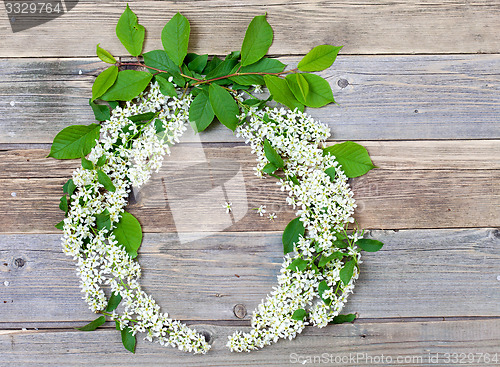 Image of wreath of bird-cherry blossom branche