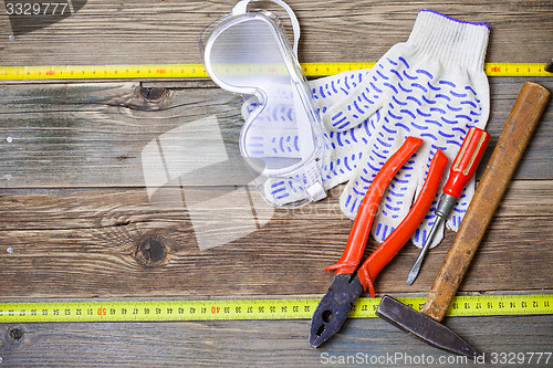 Image of still life with working tools