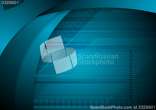 Image of Abstract blue wavy tech background