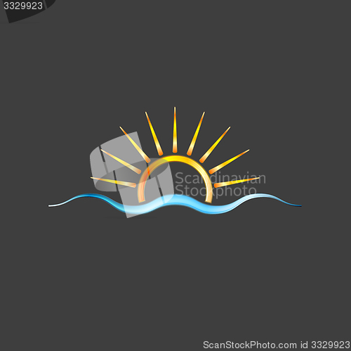 Image of Bright logo. Sun and sea wave
