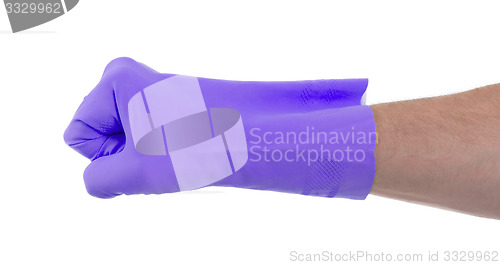 Image of Fist hand in latex glove