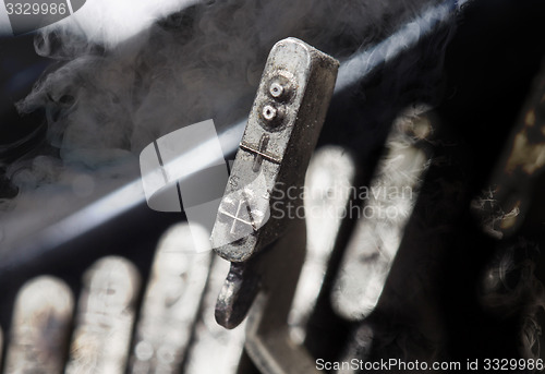 Image of Add hammer - old manual typewriter - mystery smoke