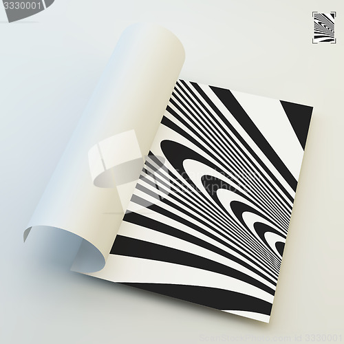 Image of A4 business blank. Black and white abstract striped background. 