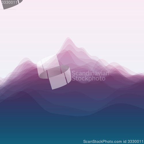 Image of Mountain Landscape. Vector Silhouettes Of Mountains Backgrounds.