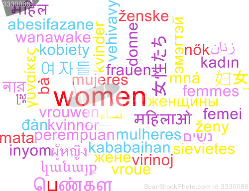 Image of Women multilanguage wordcloud background concept