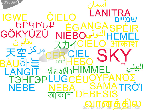Image of Sky multilanguage wordcloud background concept
