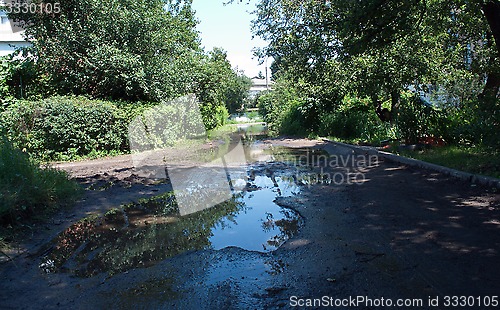 Image of trees puddle